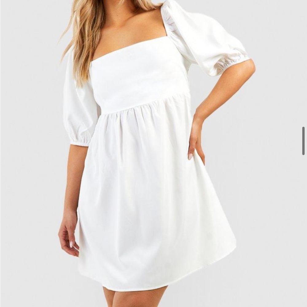 White Puff Sleeve Dress